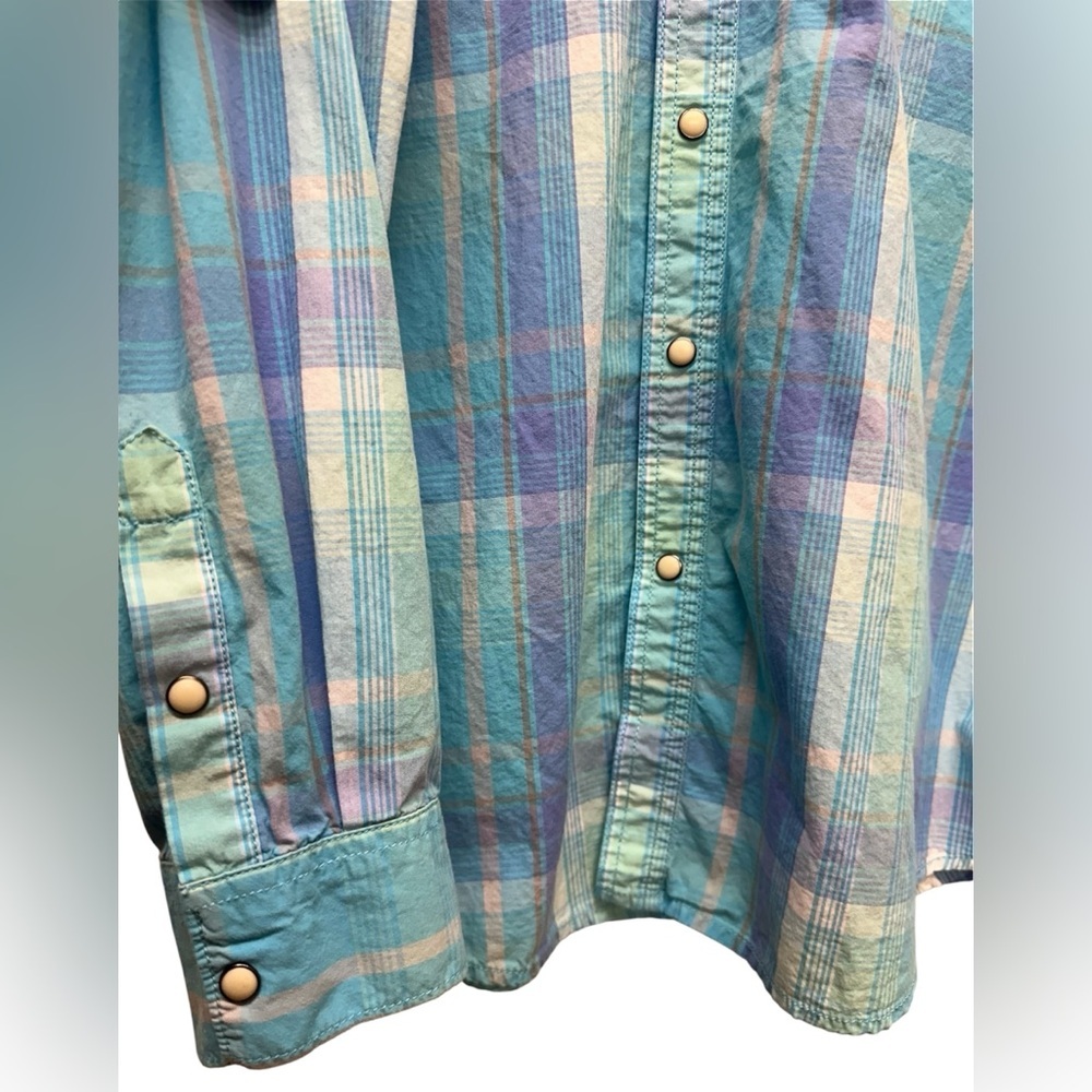 Red Camel Mens Sz L Long-Sleeved Plaid Button Up Pockets Pearl Buttons Western - Picture 3 of 8